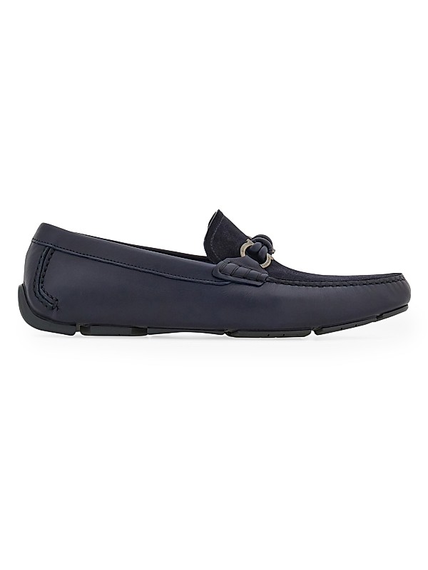 FERRAGAMO Almeria Leather & Suede Driving Loafers | Saks Fifth Avenue