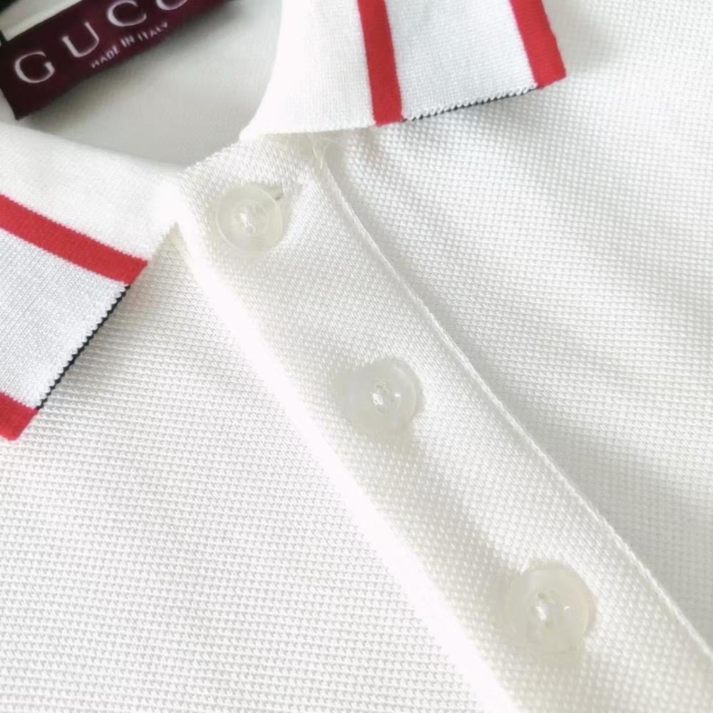 Gucci Polo Shirt White T-Shirt with Red and Green Stripes - E