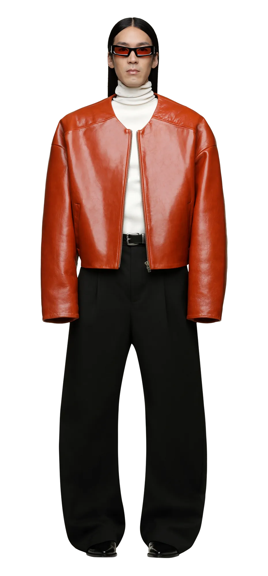 arced leather jacket copper - entire studios