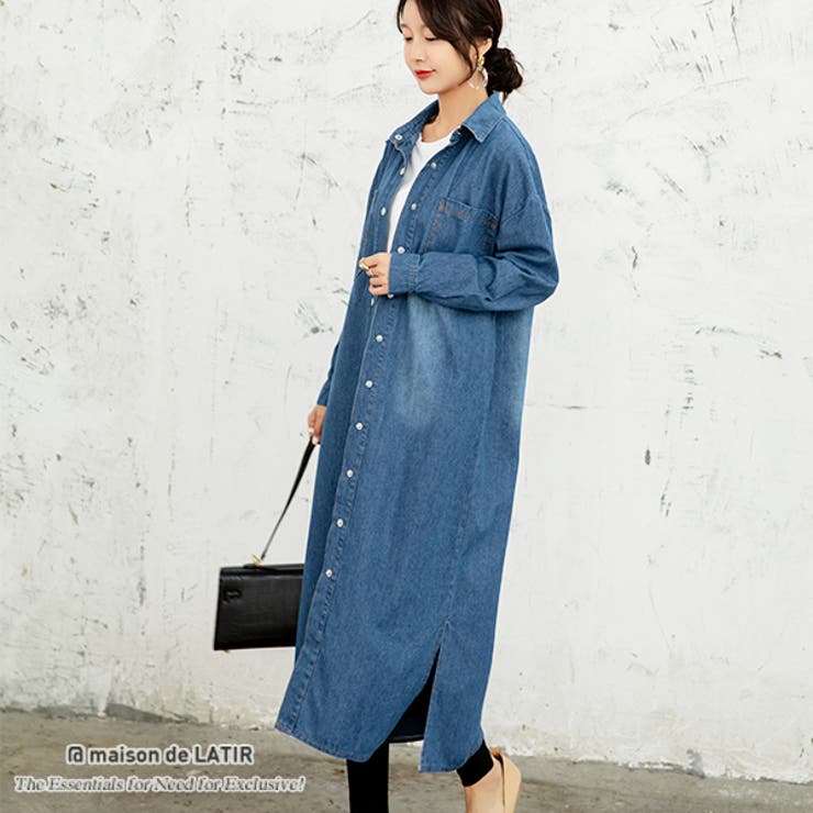デニムシャツワンピース コート デニム[品番：MSDL0001386]｜maison de
