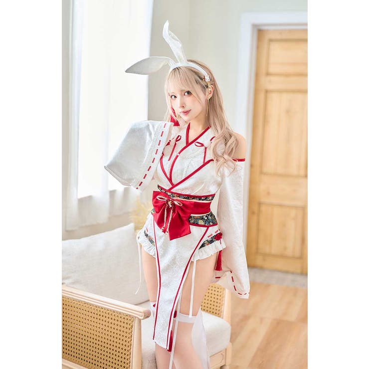ロングスリット巫女バニー《オリジナルコスプレ9点セット》【Malymoon
