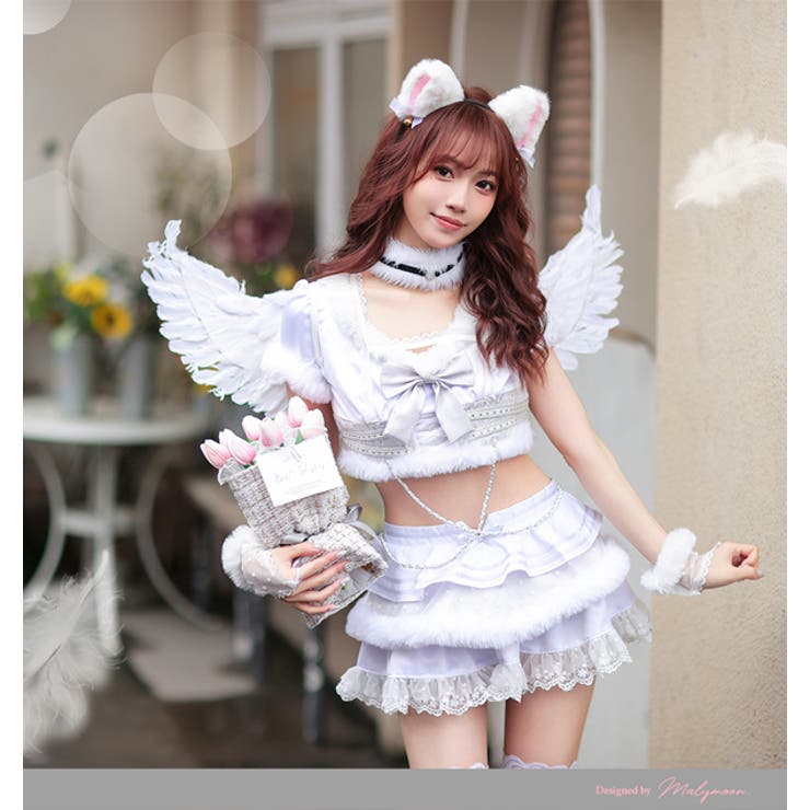 猫耳天使コスチューム《ハロウィンコスプレ8点セット》【Malymoon
