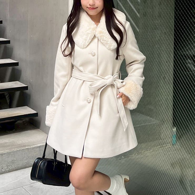 フェイクファー付コート[品番：NCLW0016859]｜NICE CLAUP / OLIVE des