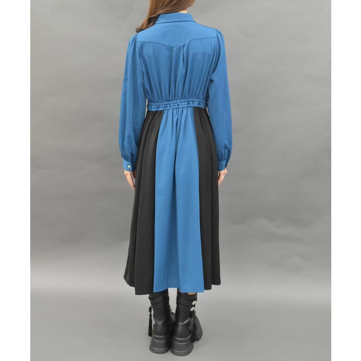 チェーン付バイカラーワンピース[品番：IGAW0005663]｜axes femme