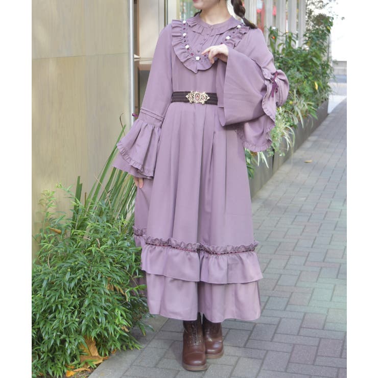 ローズ×リボン姫袖ワンピース[品番：IGAW0007343]｜axes femme