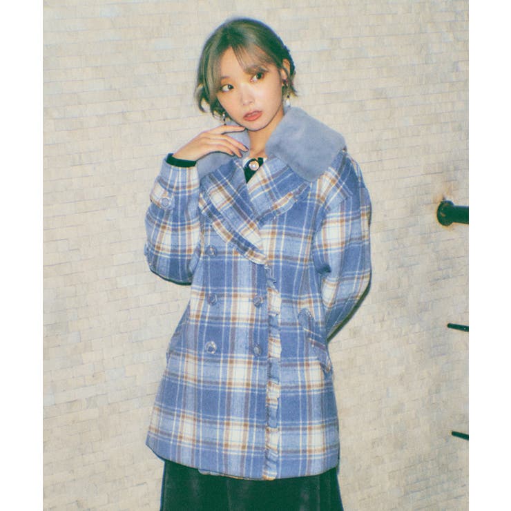 ファー襟チェックコート[品番：IGAW0000958]｜axes femme（アクシーズ