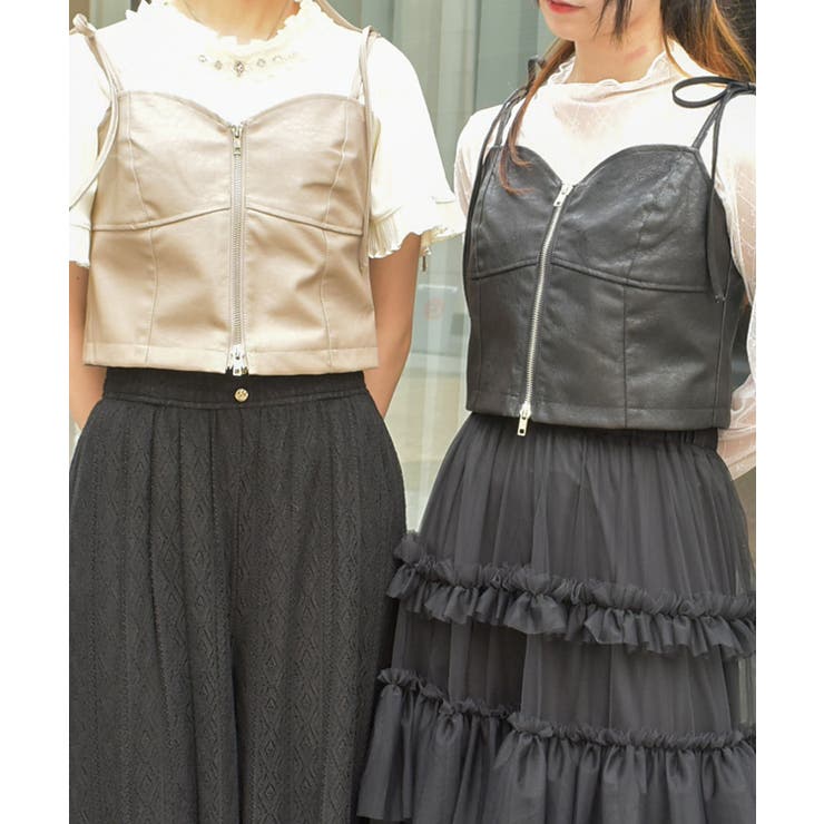 リボンフェイクレザービスチェ[品番：IGAW0005322]｜axes femme
