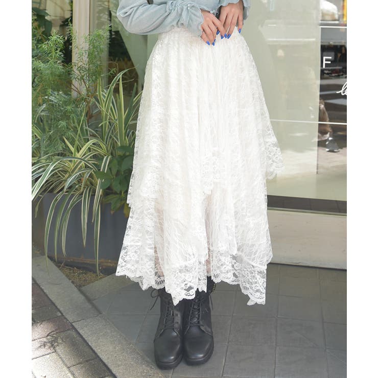 ペチ付イレヘムレーススカート[品番：IGAW0005405]｜axes femme