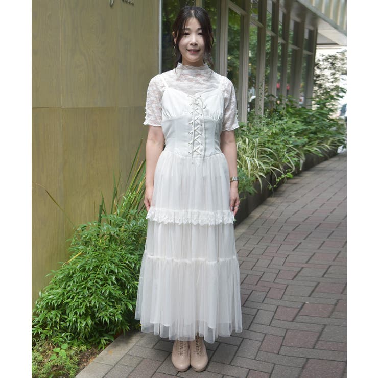 コルセット風編上ジャンスカ[品番：IGAW0006770]｜axes femme