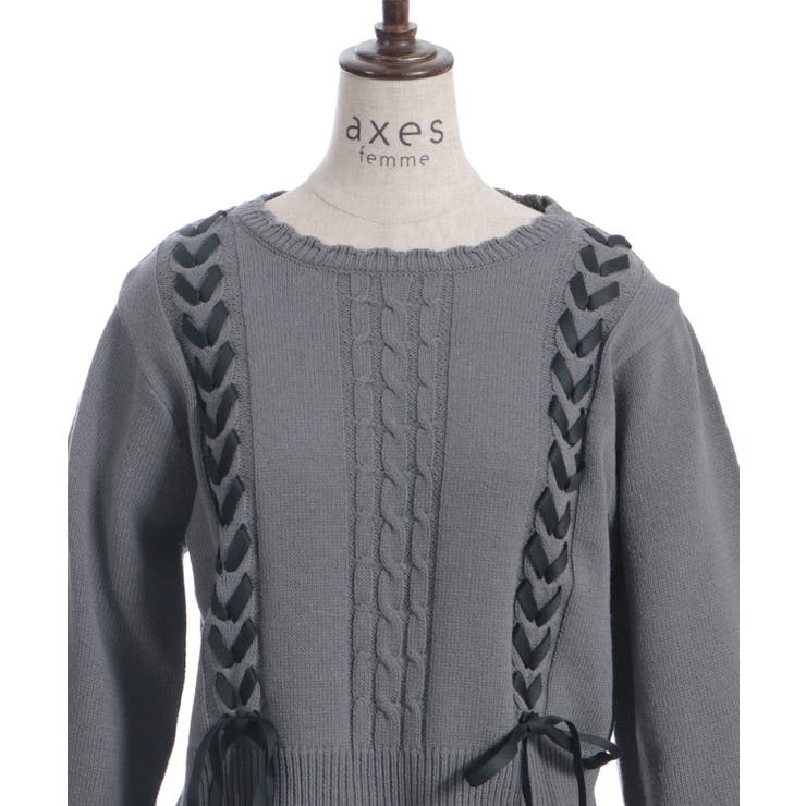 レースアップニットプルオーバー[品番：IGAW0005963]｜axes femme
