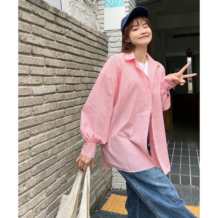 新色追加 春色シャツ ストライプ[品番：ADEW0000872]｜ad thie