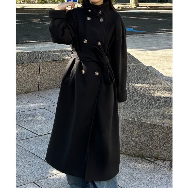 2wayスタンドカラーロングコート[品番：AMTW0011644]｜JUNOAH