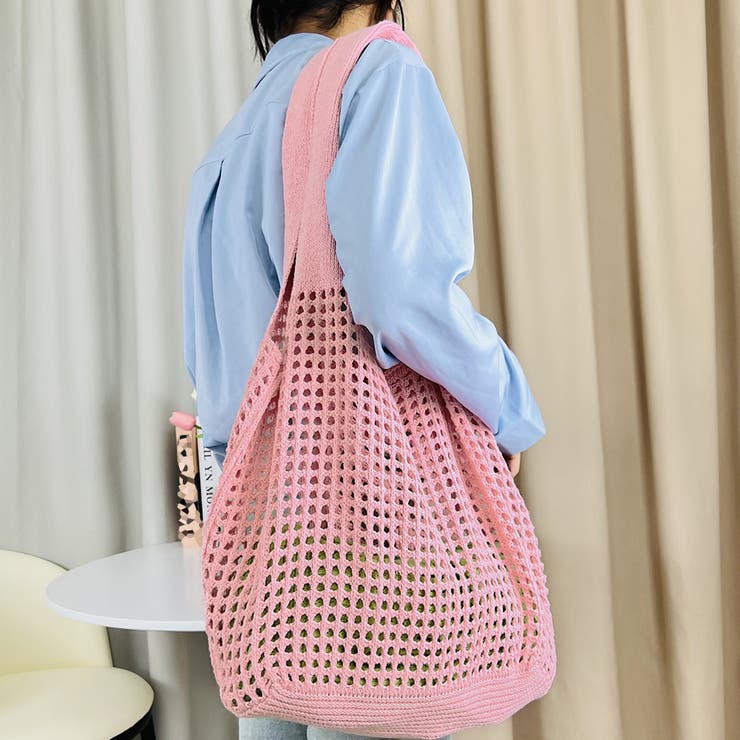 トートバッグ 編みバッグ ニットバッグ夏[品番：AGCW0004571