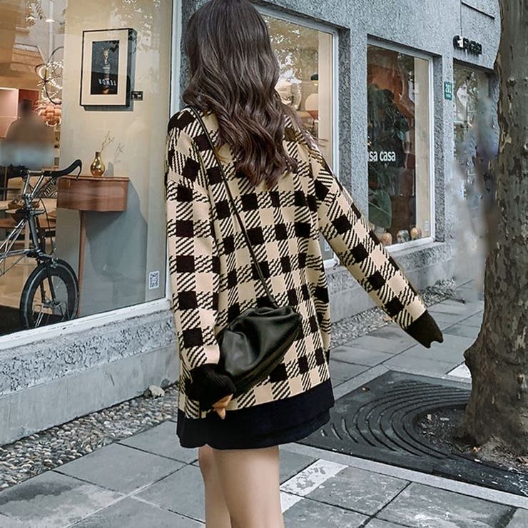 ニット カーディガン チェック柄[品番：AGCW0002669]｜SUNSHINE CLOSET