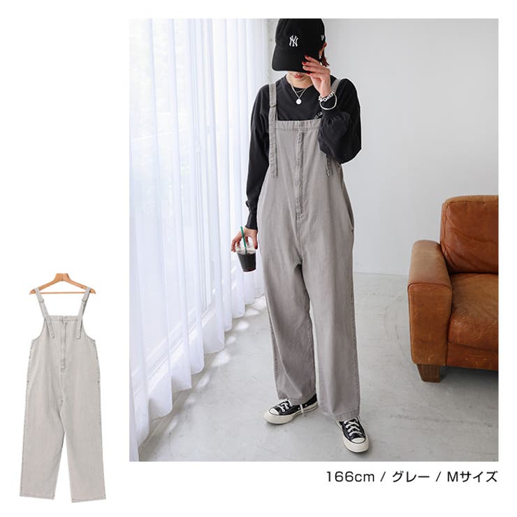 フロントジップ コットンツイル サロペット[品番：AZ000003713]｜andme