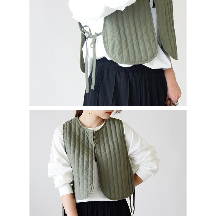 キルティングショートジレ ジレ レディース[品番：ZX000006774]｜and