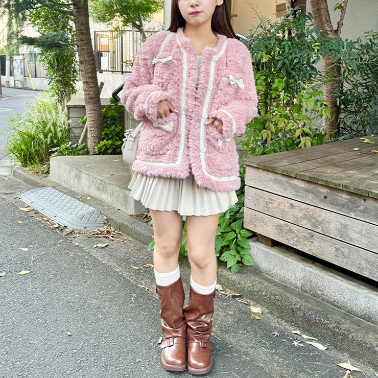 メニーリボンフェイクファージャケット[品番：OUTW0000183]｜Outfitter