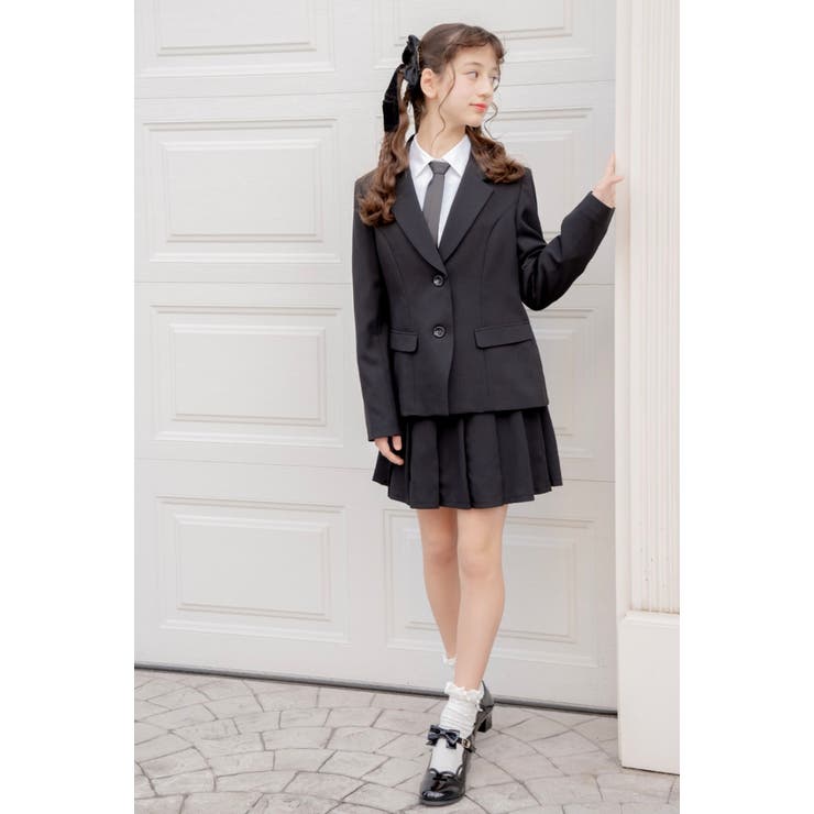 リボンとネクタイ付き 5点セット 女の子 卒業式スーツ[品番