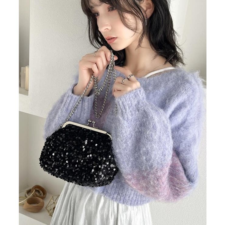 mily bilet】華やかに輝く。スパンコールがま口ショルダーバッグ[品番