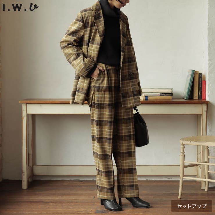 チェック柄が目を惹くセットアップ [IWU（アイダブリュー）][2点セット