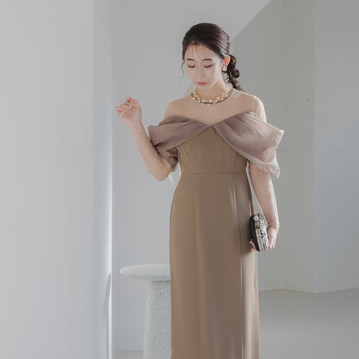 オフショルダータイトドレス ドレス 結婚式[品番：GRVW0001088