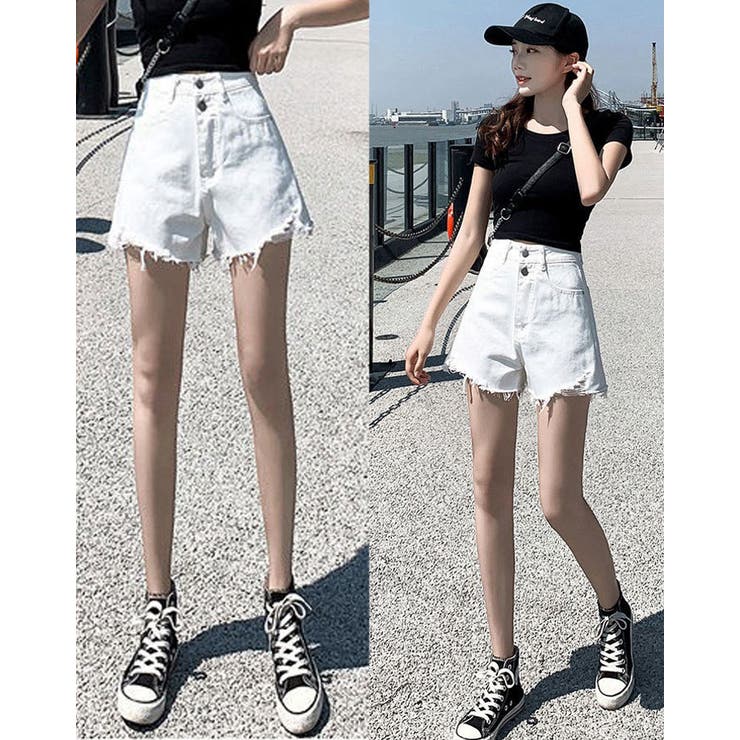 SHOPLIST限定】ダメージデニムショートパンツ 4サイズ ボトムス[品番
