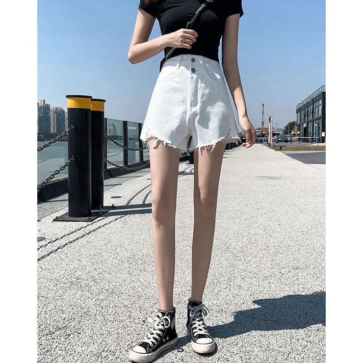 SHOPLIST限定】ダメージデニムショートパンツ 4サイズ ボトムス[品番