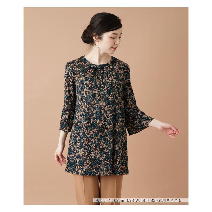 フラワー柄七分袖チュニックブラウス[品番：LAVW0010916]｜Leilian