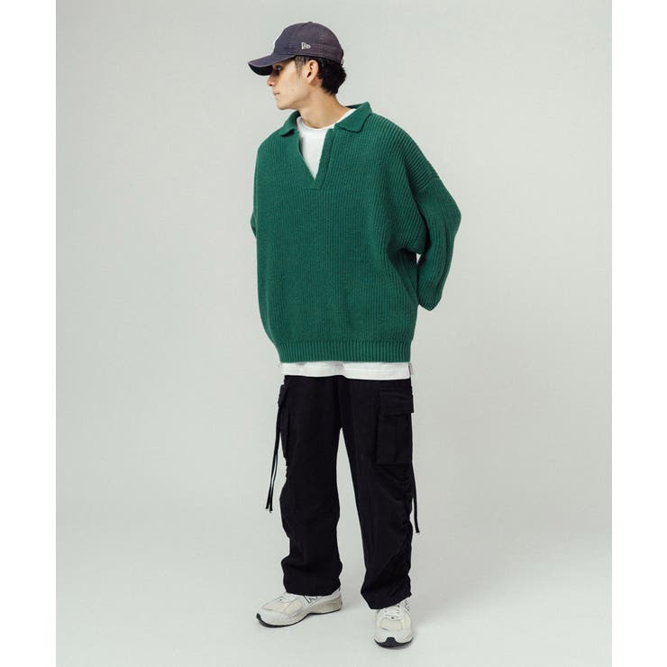 スキッパーニット オーバーサイズセーター カジュアル[品番