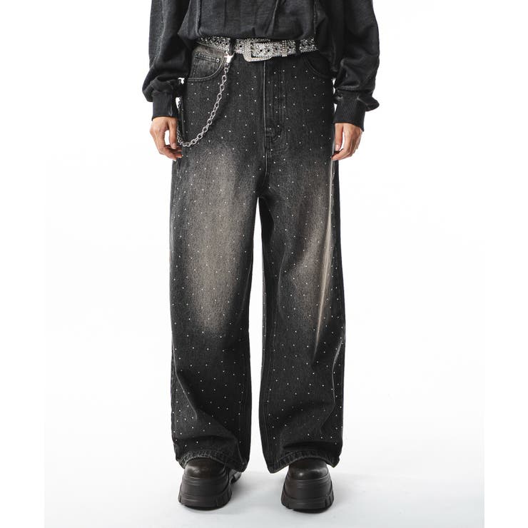 スーパーバギーラインストーンデニムパンツ[品番：WG010096271]｜WEGO