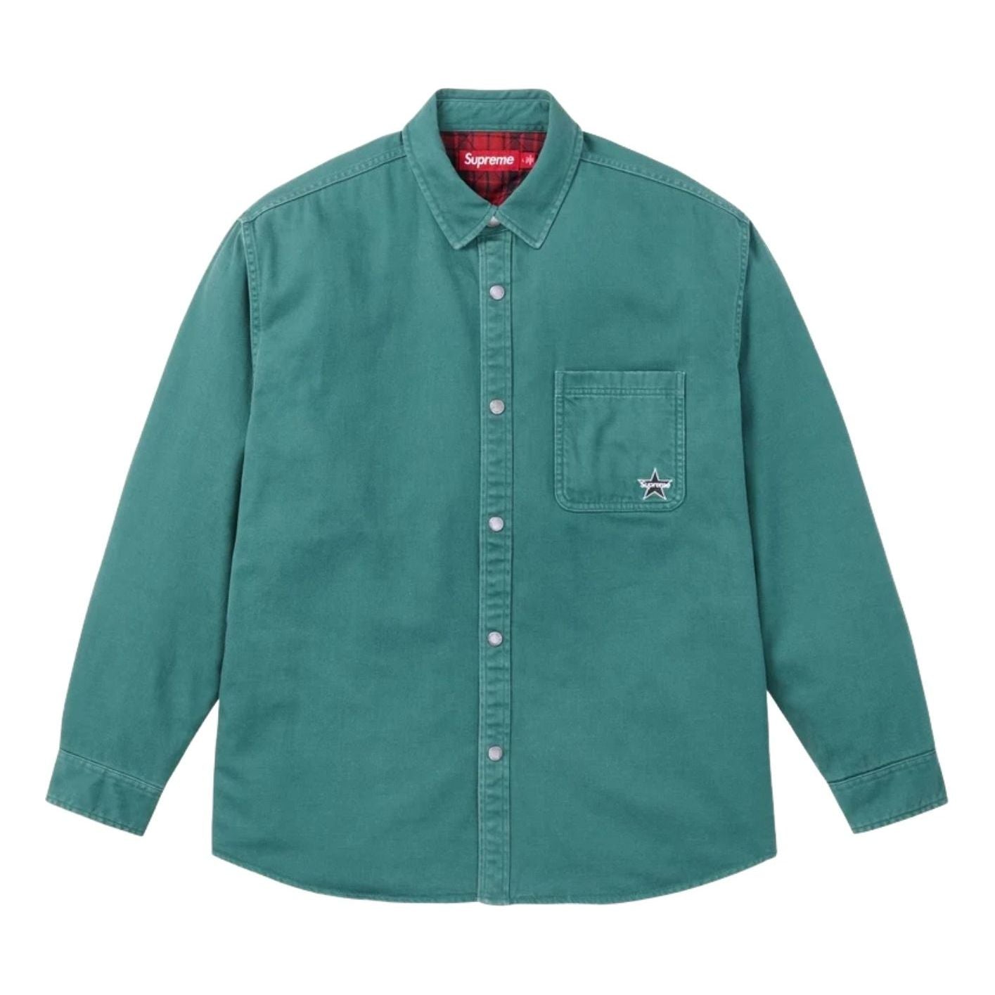 Supreme FW25 Quilted Lined Denim Snap Shirt 'Dusty Teal' SUP-FW25