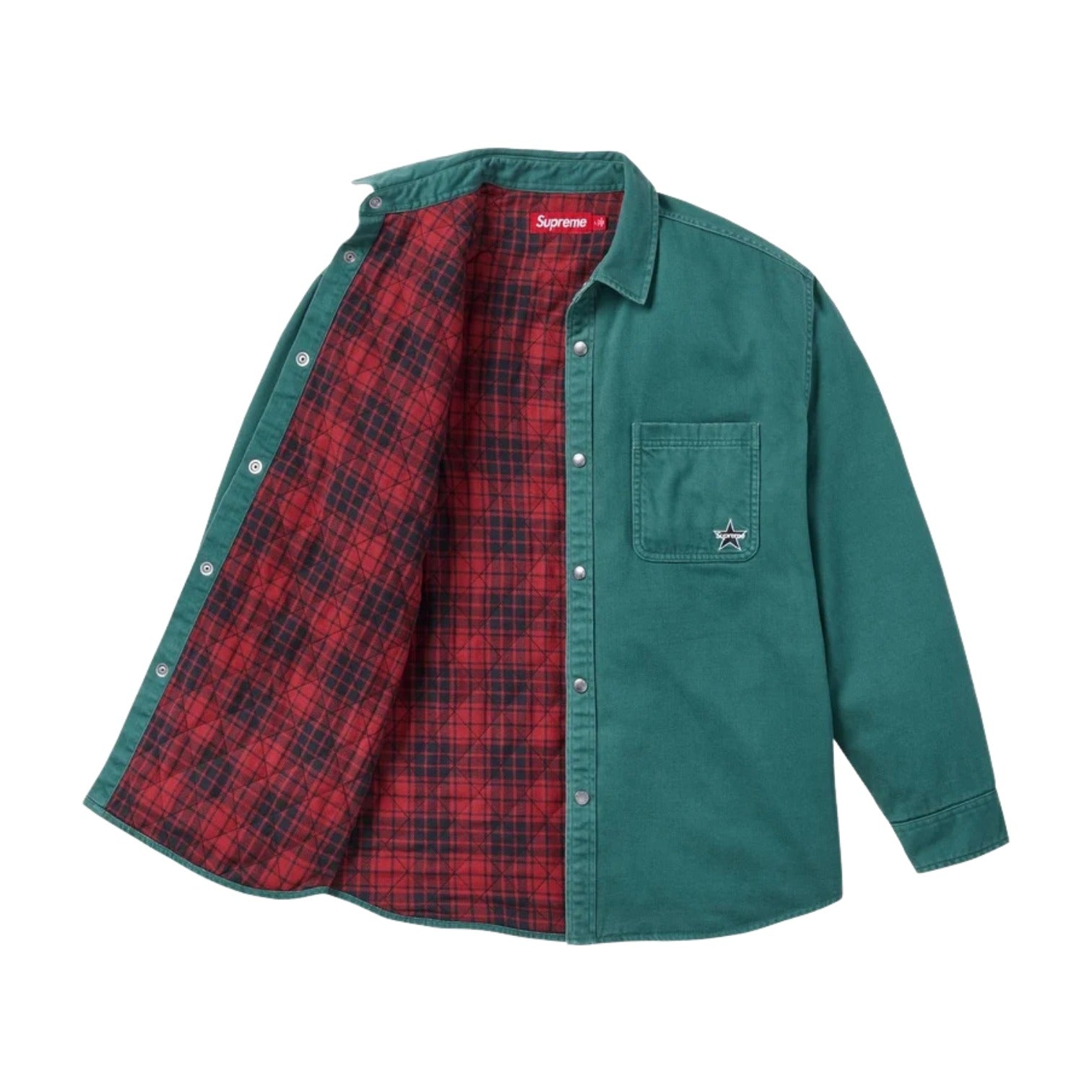 Supreme FW25 Quilted Lined Denim Snap Shirt 'Dusty Teal' SUP-FW25