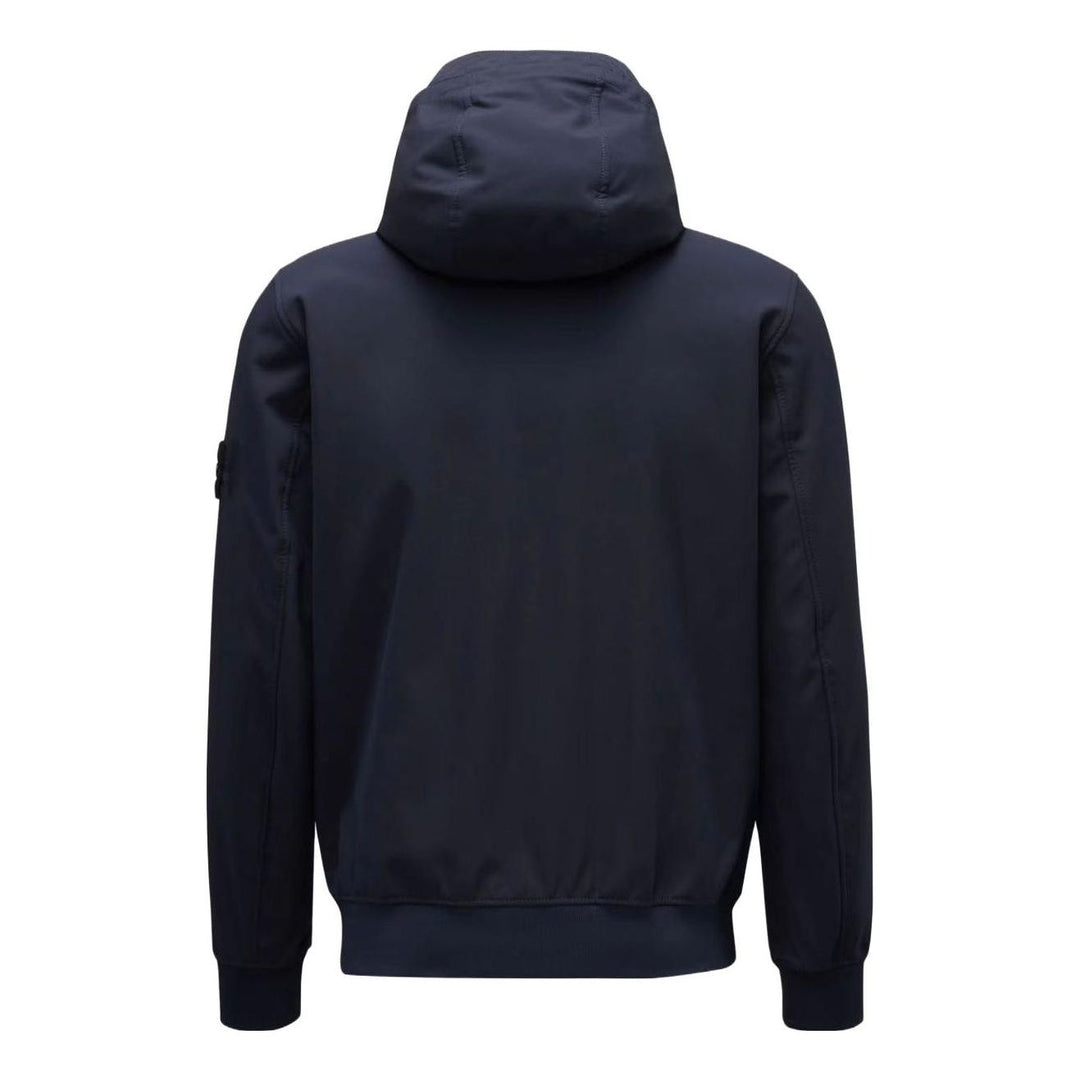 STONE ISLAND Waffen Patch Soft Shell Hooded Zip-Up Jacket 'Navy