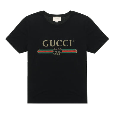 WMNS) Gucci Love Logo Round Neck Short Sleeve Black 492347-XJB72-1082
