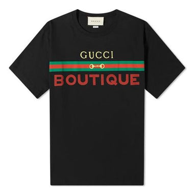 Gucci GG Logo Print Cotton T-Shirts 'Black' 616036-XJFFU-1152