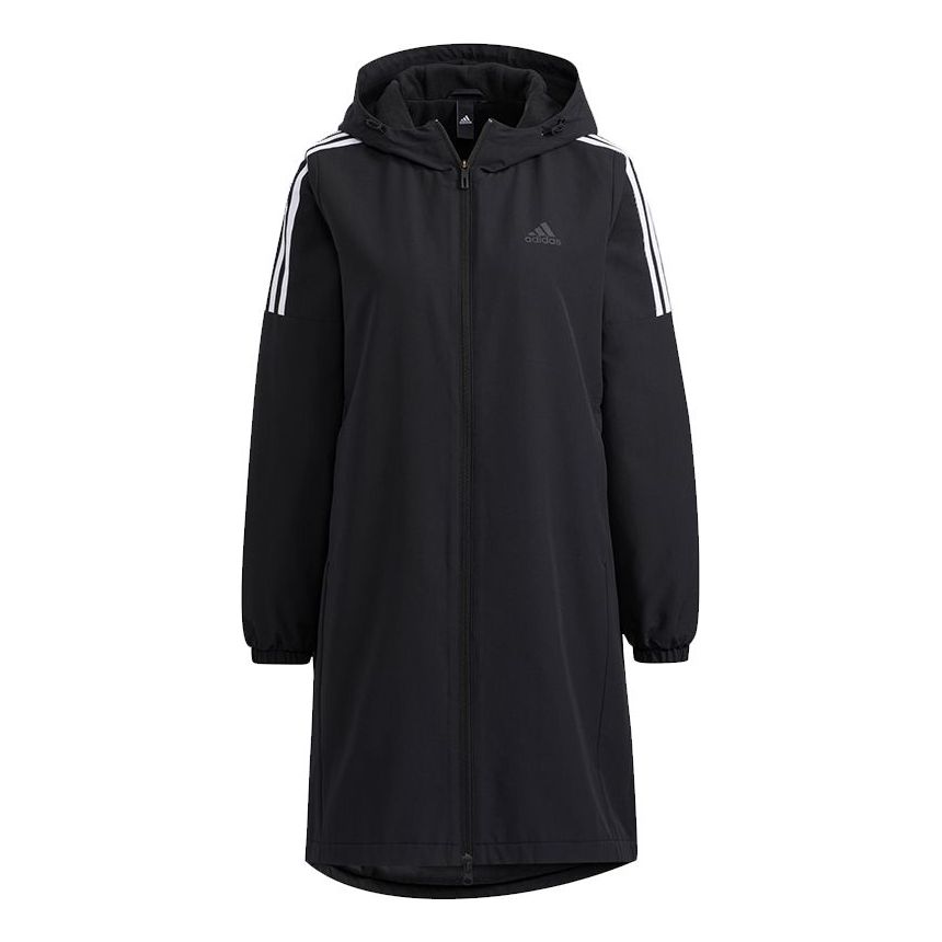 WMNS) adidas Long Wv Jkt Mid-Length Sports Hooded Jacket Black HG1849