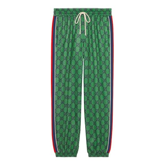 Men's Gucci FW21 Webbing Logo Full Print Plain Weave Knit Jogging