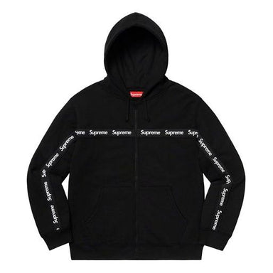 Supreme Track Paneled Zip Up Hooded Sweatshirt 'Black White' SUP