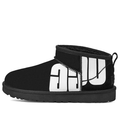 WMNS) UGG Mini Broken Logo Boot 'Black White' 1127051-BLK