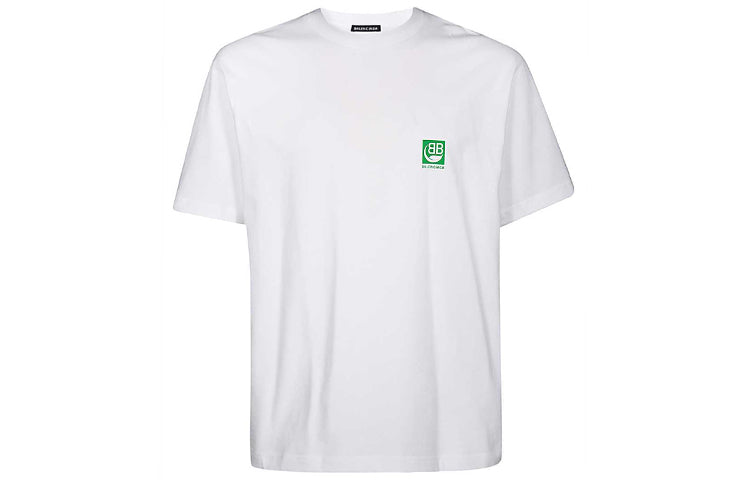 Balenciaga Logo Environmental Friendly Short Sleeve Unisex White