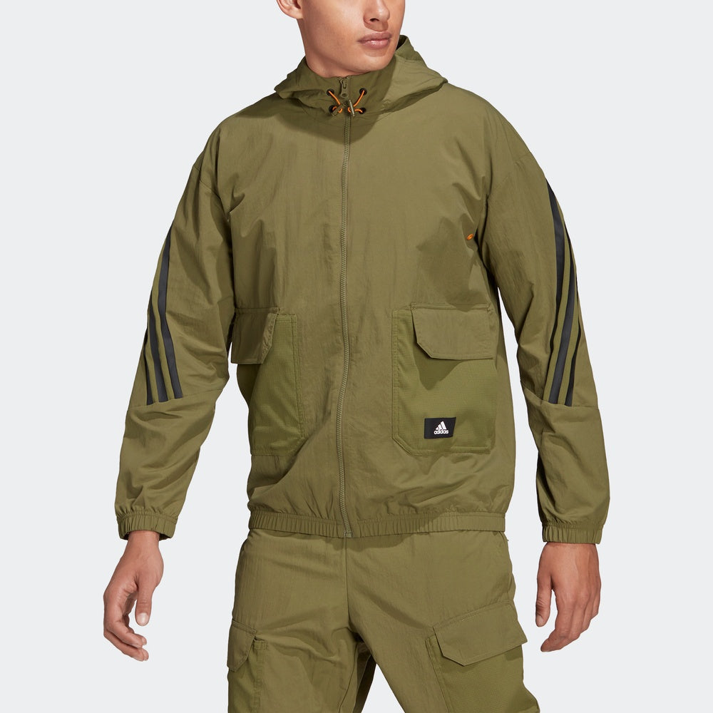 Men's adidas Fi Wv Bst Fz Sports Stylish Stripe Hooded Jacket