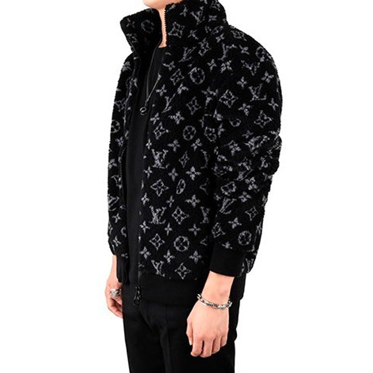 LOUIS VUITTON LV Monogram Fleece Full Logo Zipper Jacket Unisex