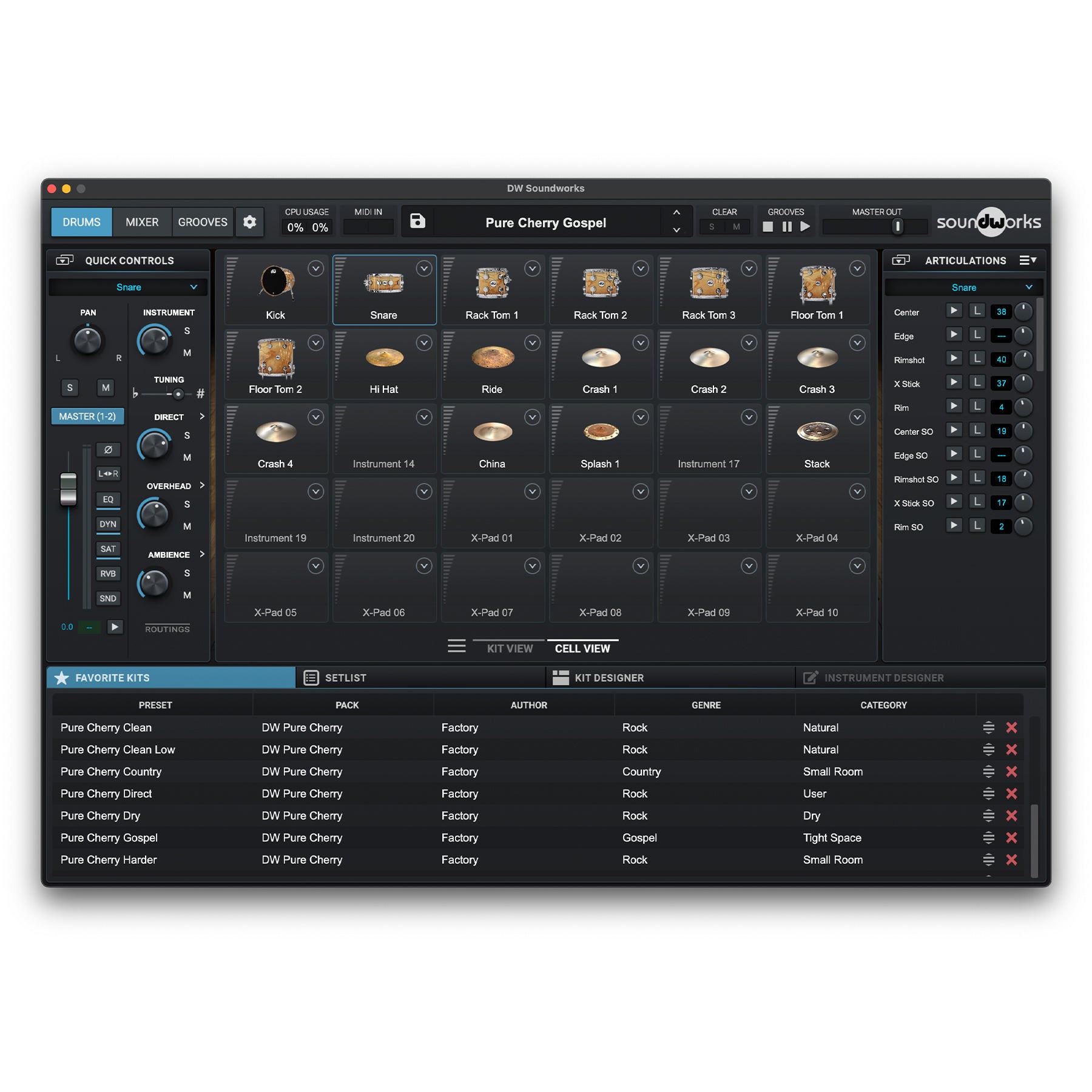 DW Soundworks Pure Cherry Exp Pack | Drum Workshop Inc.