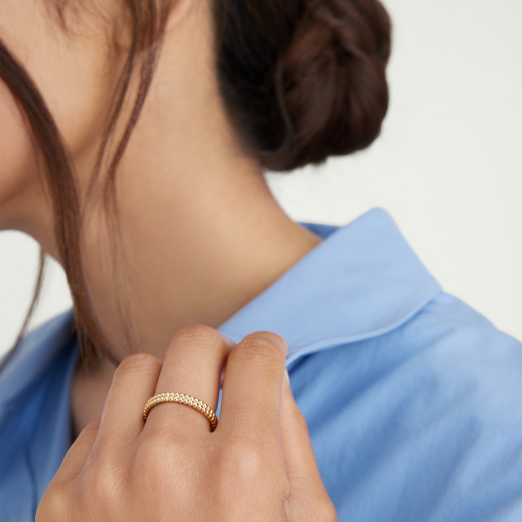 18k Gold Vermeil Duo Beaded Stacker Ring - Jewelry | Mejuri