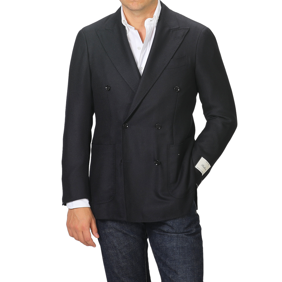 Ring Jacket | Navy Blue Winter Balloon Wool Hopsack DB Blazer