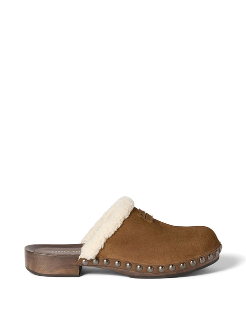 Miu Miu | Suede Logo Slide Clogs – Kirna Zabête