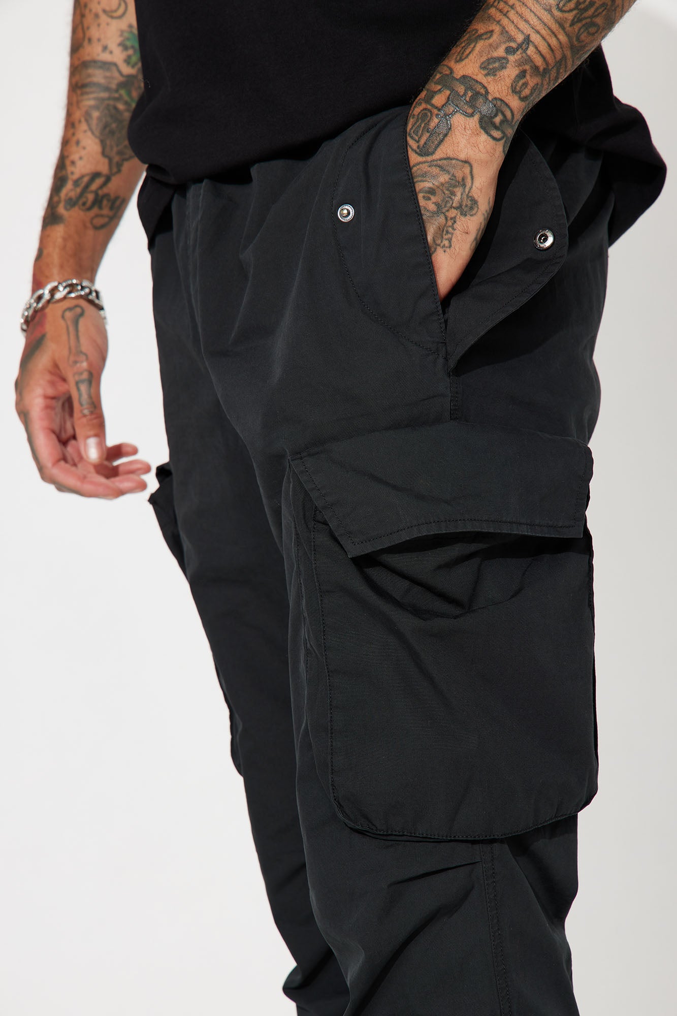 Slim Flare Cargo Parachute Pants - Black | Fashion Nova