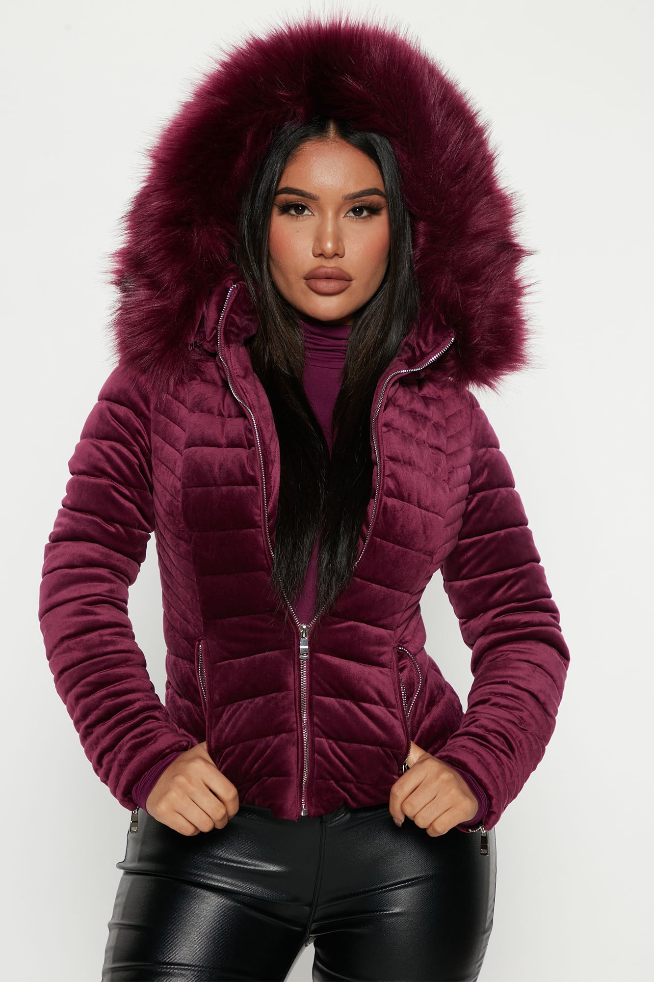 Always Ready Velvet Puffer Jacket - Magenta | Fashion Nova