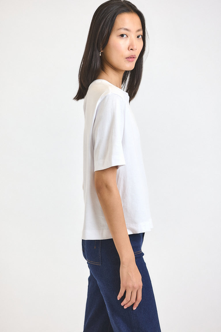 Miranda Cotton Jersey Boxy Tee - White – Derek Lam