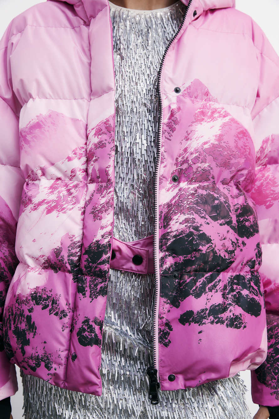 Chimeric Mountains oversized down jacket | Pink | Patrizia Pepe
